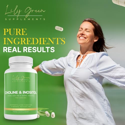 Lily Green Choline 500mg & Inositol 500mg per Serving - Supports Liver Function, Metabolism, Brain Health & Hormonal Balance