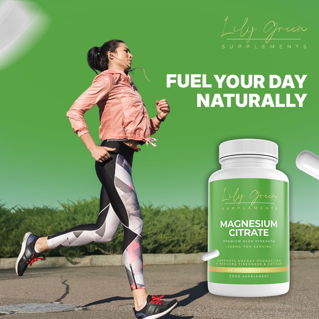 Lily Green Magnesium Citrate 1400mg per Serving - Supports Energy Production, Muscle Relaxation & Digestive Regularity