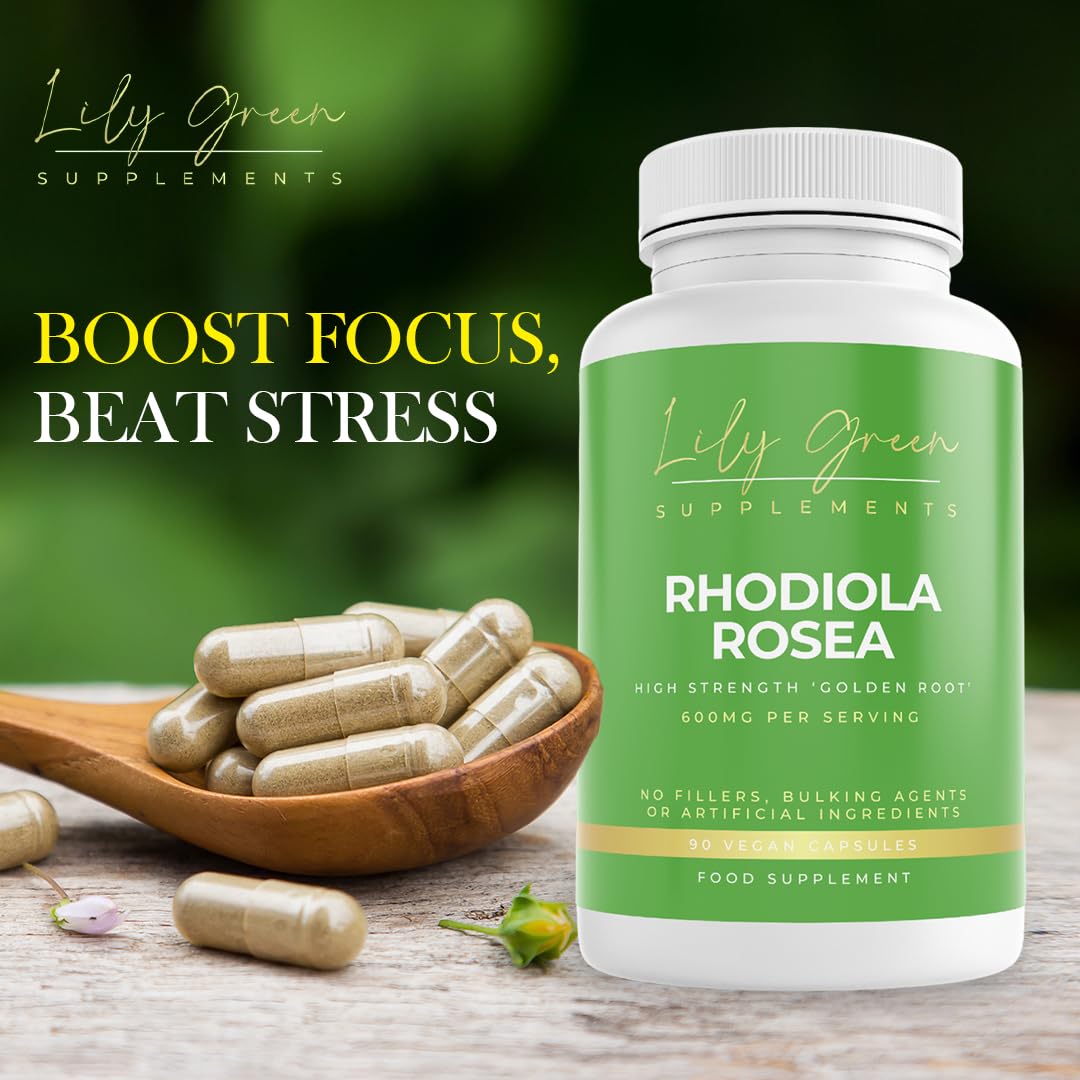 Lily Green Rhodiola Rosea 600mg per Capsule - Supports Mental Clarity & Focus, Immune System, Performance, Energy & Vitality