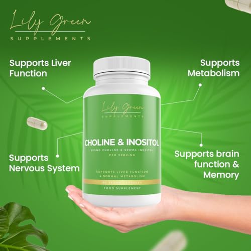 Lily Green Choline 500mg & Inositol 500mg per Serving - Supports Liver Function, Metabolism, Brain Health & Hormonal Balance