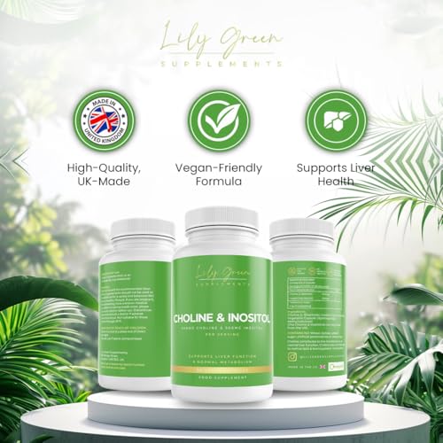 Lily Green Choline 500mg & Inositol 500mg per Serving - Supports Liver Function, Metabolism, Brain Health & Hormonal Balance