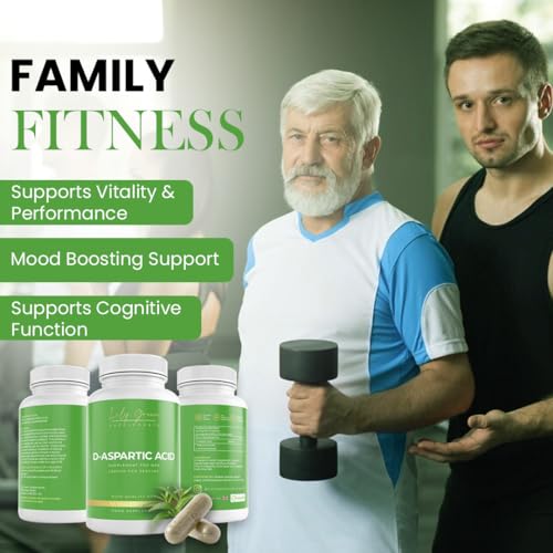 D-Aspartic Acid 2000mg per Serving - Supports Athletic Performance, Testosterone Levels, Male Fertility, Mood Boosting & Cognitive Function