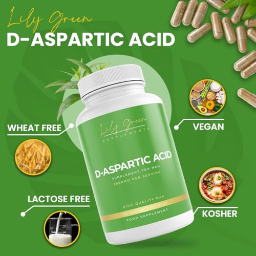 D-Aspartic Acid 2000mg per Serving - Supports Athletic Performance, Testosterone Levels, Male Fertility, Mood Boosting & Cognitive Function