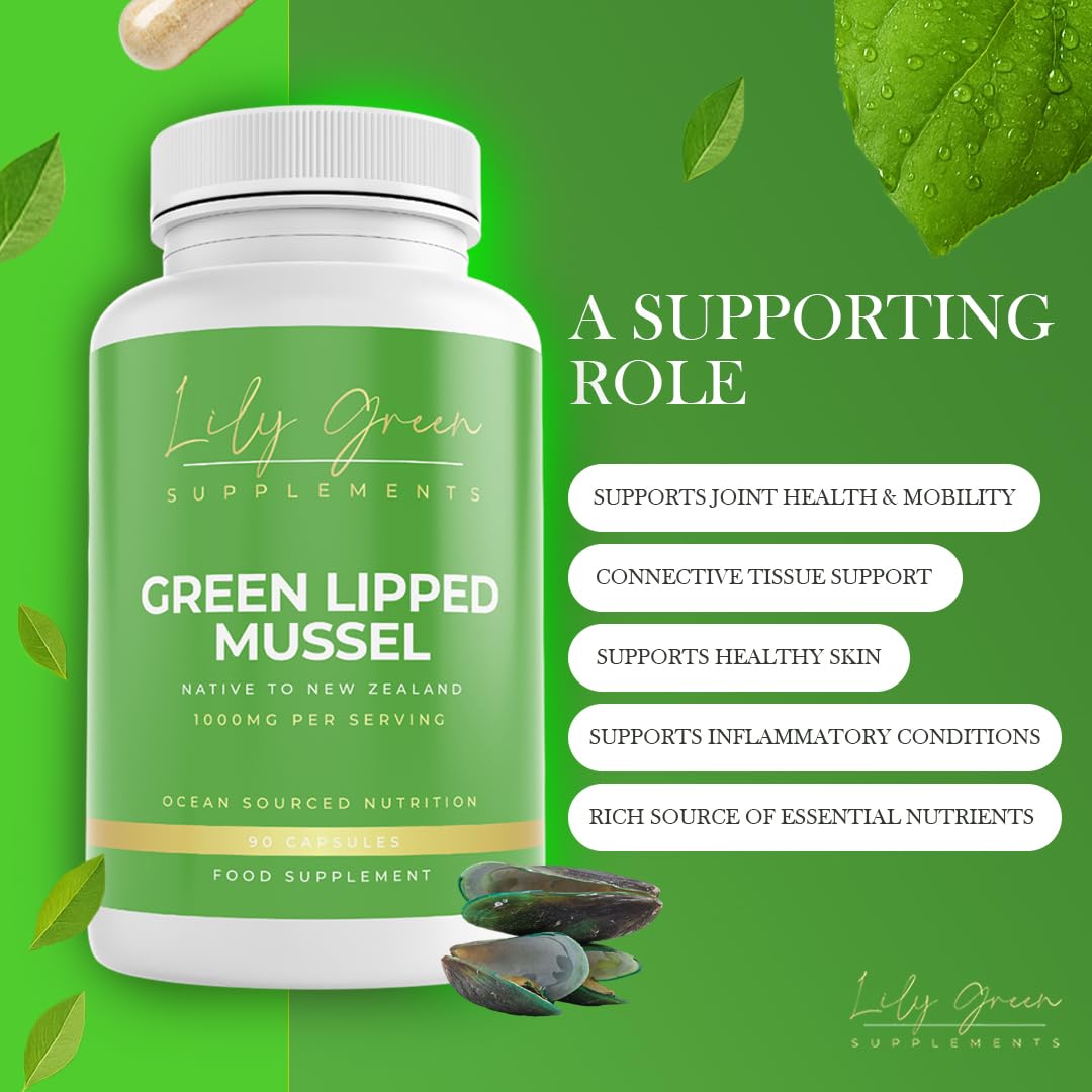 Green Lipped Mussel 1000mg per Serving - Supports Joint Health & Mobility, Healthy Skin, Inflammatory Conditions & Rich Source of Essential Nutrients