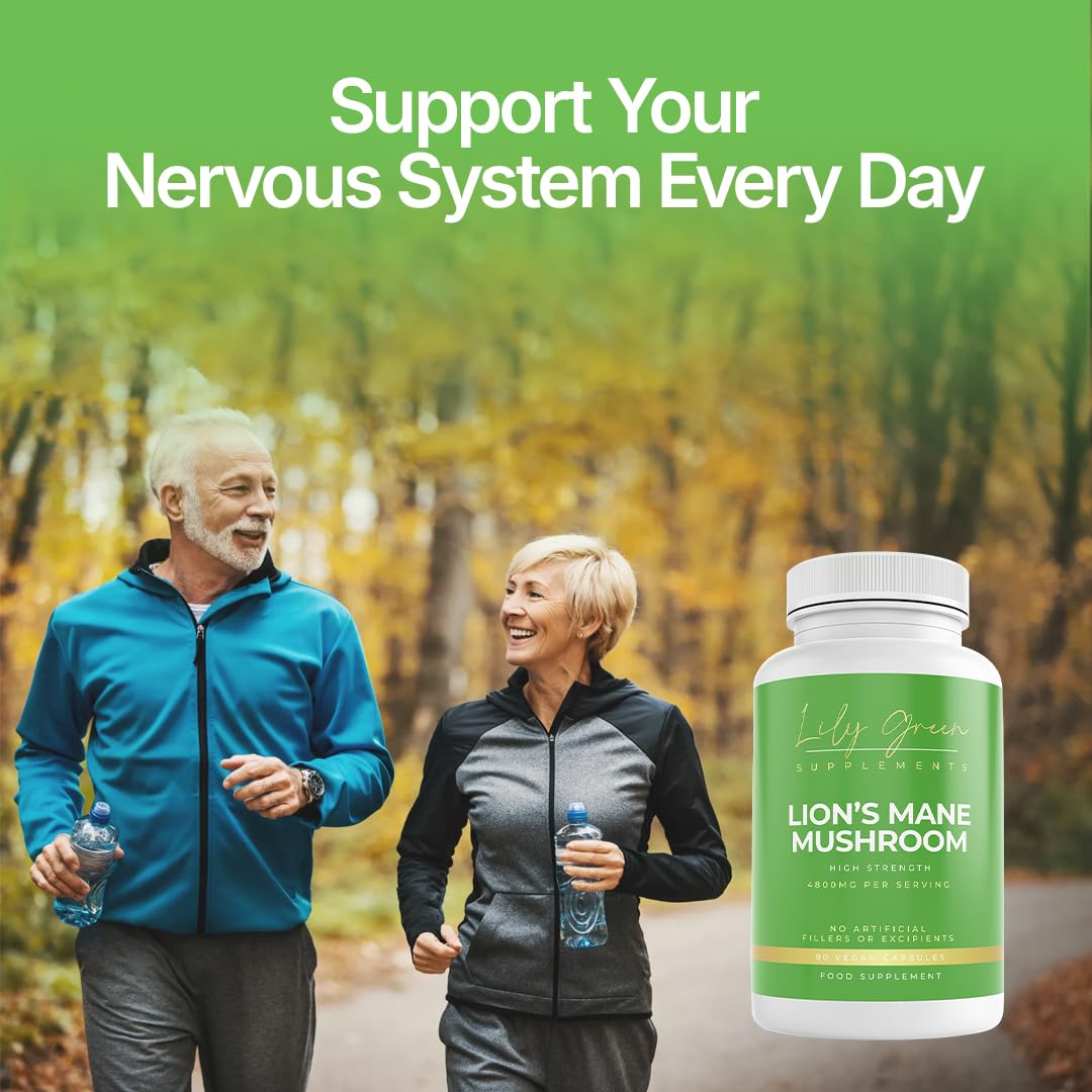 Lily Green Lion's Mane Mushroom 4800mg per Serving - Supports Immunity, Mental Clarity & Focus, Nervous & Digestive Systems