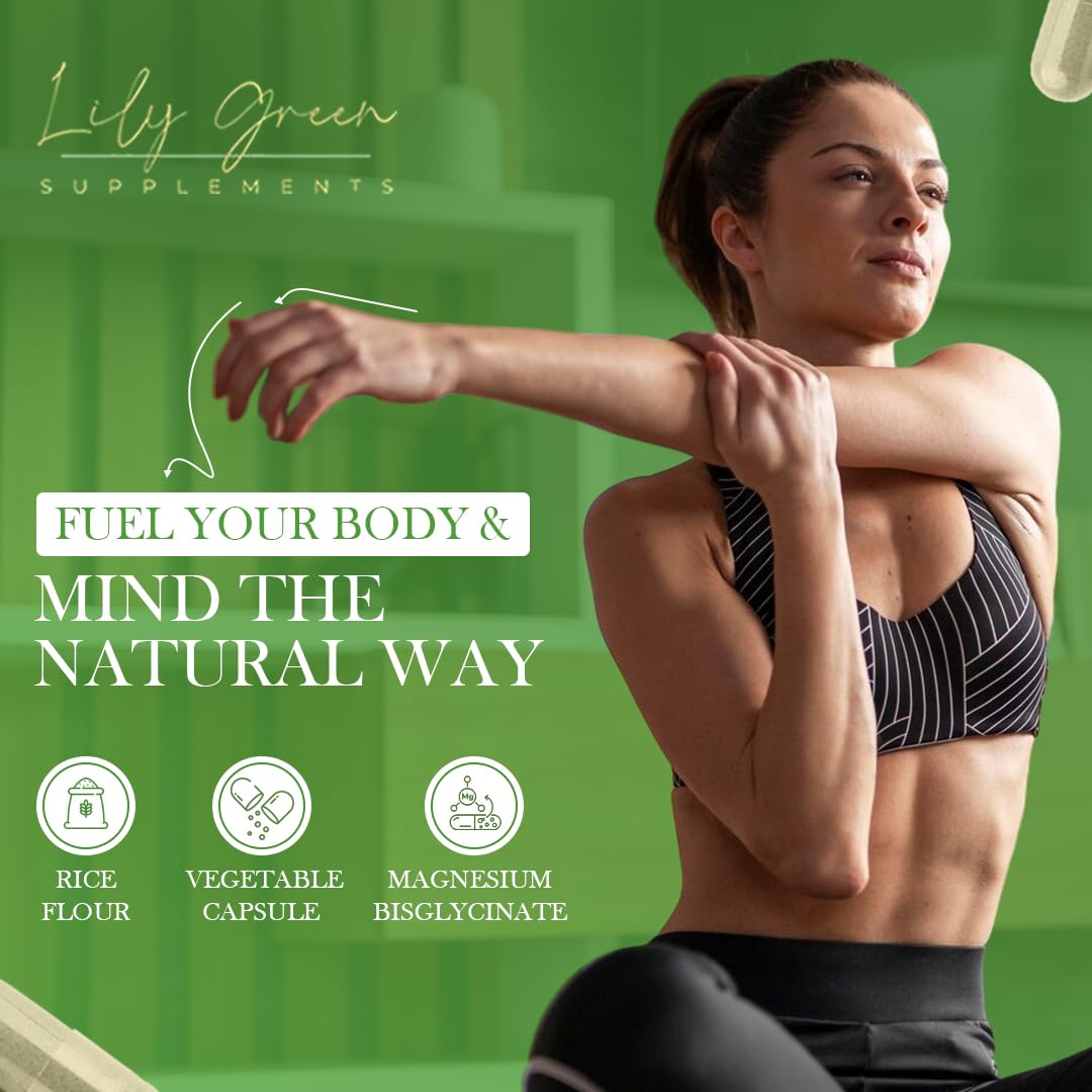 Lily Green Magnesium Bisglycinate 1250mg per Serving - Supports Sleep, Nervous System, Psychological & Muscle Function