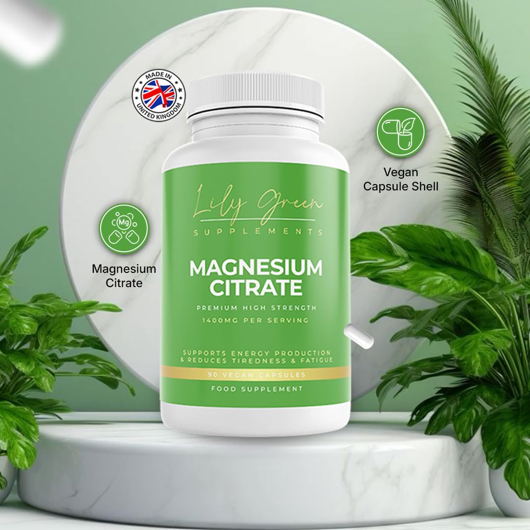 Lily Green Magnesium Citrate 1400mg per Serving - Supports Energy Production, Muscle Relaxation & Digestive Regularity