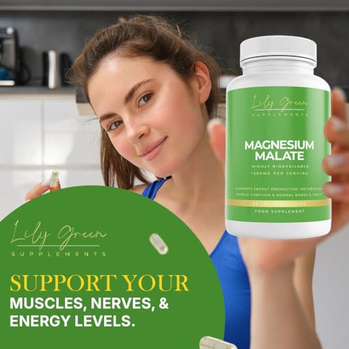 Lily Green Magnesium Malate 1500mg per Serving - Supports Energy, Muscle Function, Nervous System, Normal Bones & Teeth