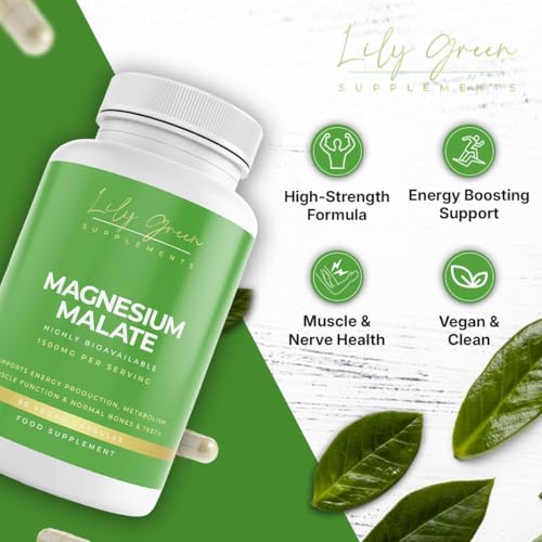 Lily Green Magnesium Malate 1500mg per Serving - Supports Energy, Muscle Function, Nervous System, Normal Bones & Teeth