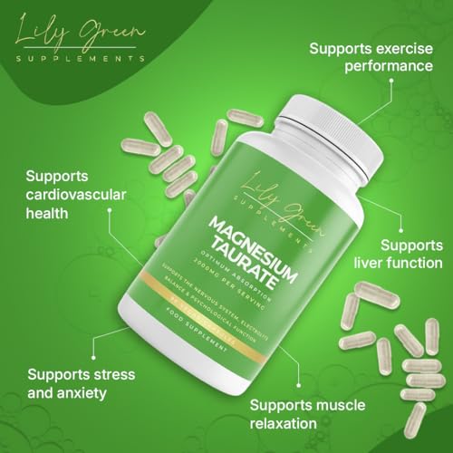 Lily Green Magnesium Taurate 2000mg per Serving - Supports Heart Health, Psychological & Liver Function, Tiredness & Fatigue