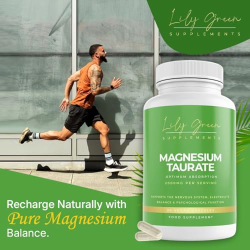 Lily Green Magnesium Taurate 2000mg per Serving - Supports Heart Health, Psychological & Liver Function, Tiredness & Fatigue
