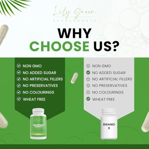Lily Green Magnesium Taurate 2000mg per Serving - Supports Heart Health, Psychological & Liver Function, Tiredness & Fatigue