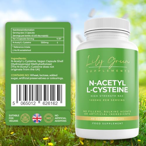Lily Green N-Acetyl L-Cysteine 1200mg per Serving - Supports Immune System, Liver & Kidney Detox, Respiratory & Brain Health