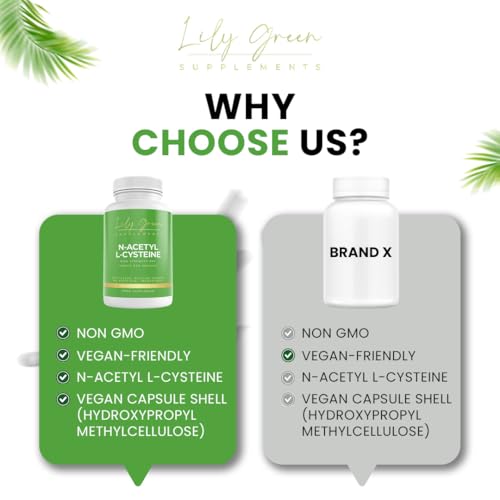 Lily Green N-Acetyl L-Cysteine 1200mg per Serving - Supports Immune System, Liver & Kidney Detox, Respiratory & Brain Health