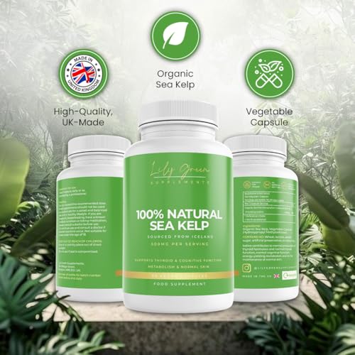 Lily Green Organic Sea Kelp 500mg per Serving - Supports Thyroid & Brain Function, Metabolism & Anti Ageing
