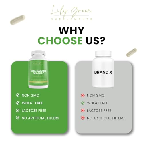 Lily Green Organic Sea Kelp 500mg per Serving - Supports Thyroid & Brain Function, Metabolism & Anti Ageing

