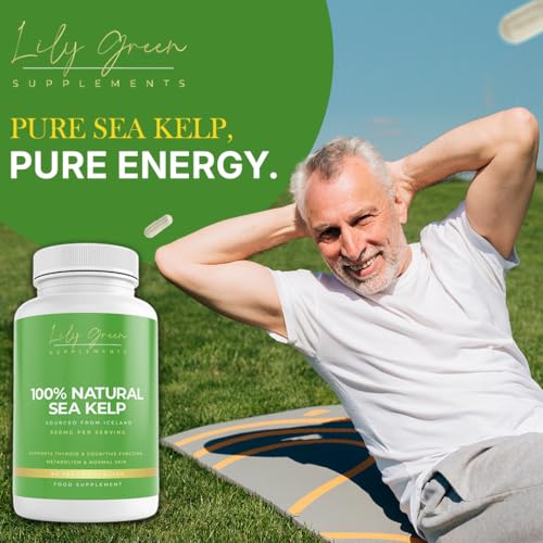Lily Green Organic Sea Kelp 500mg per Serving - Supports Thyroid & Brain Function, Metabolism & Anti Ageing
