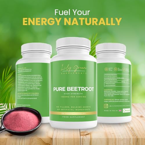 Lily Green Pure Beetroot 1300mg per Serving - Supports Blood Pressure & Circulation, Physical Performance & Digestive System