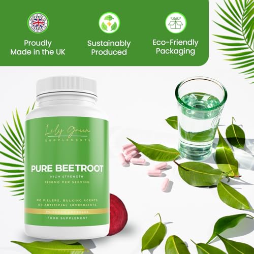 Lily Green Pure Beetroot 1300mg per Serving - Supports Blood Pressure & Circulation, Physical Performance & Digestive System