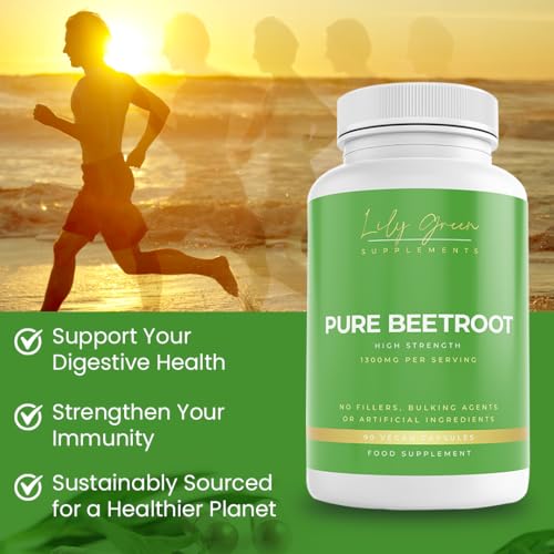 Lily Green Pure Beetroot 1300mg per Serving - Supports Blood Pressure & Circulation, Physical Performance & Digestive System
