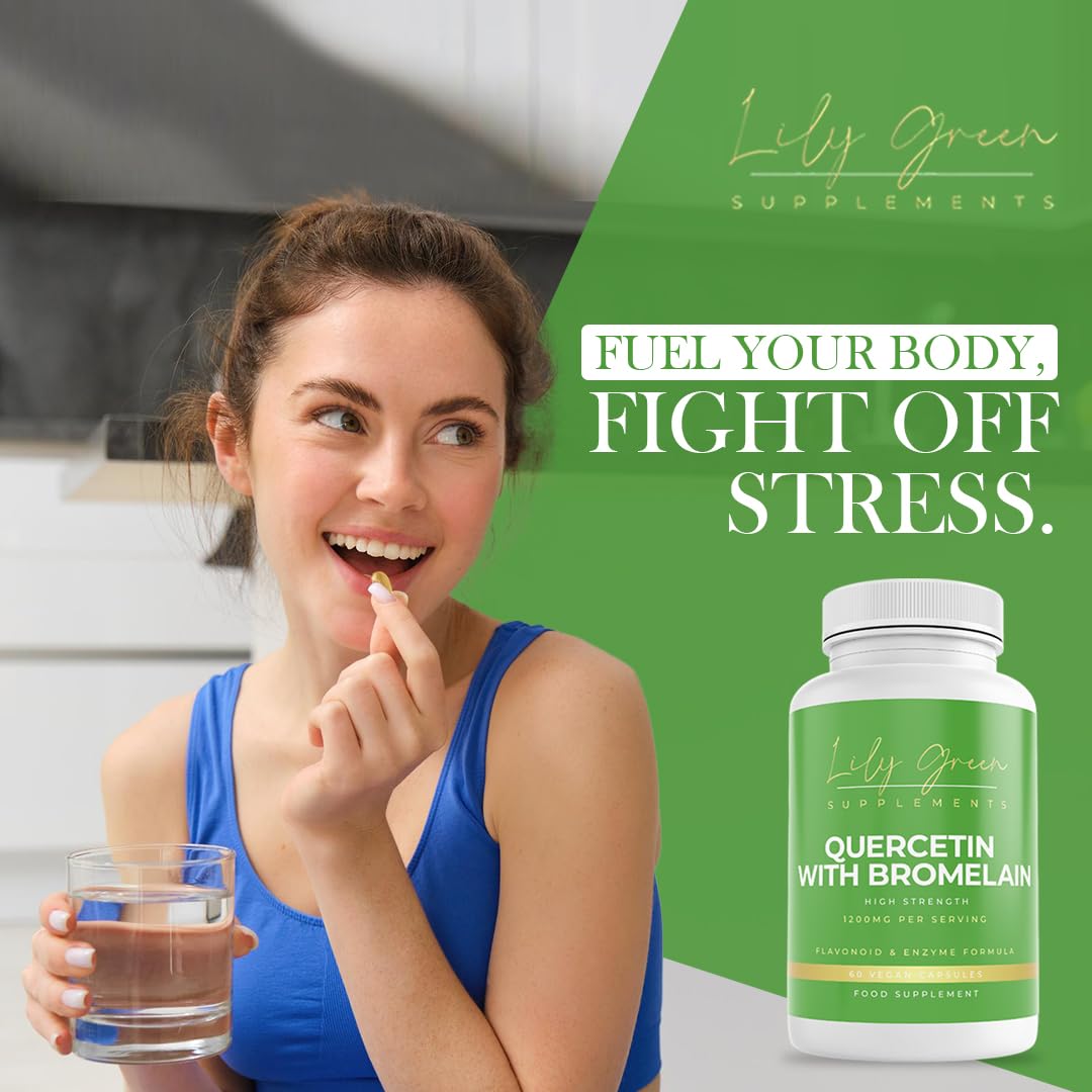 Lily Green Quercetin with Bromelain 1200mg per Serving - Supports Inflammatory Conditions, Immunity, Allergies & Digestive Health
