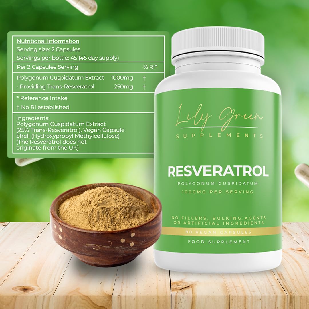 Resveratrol 1000mg per Serving - Supports Cardiovascular System, Cognitive Function, Inflammatory Conditions & Anti Ageing