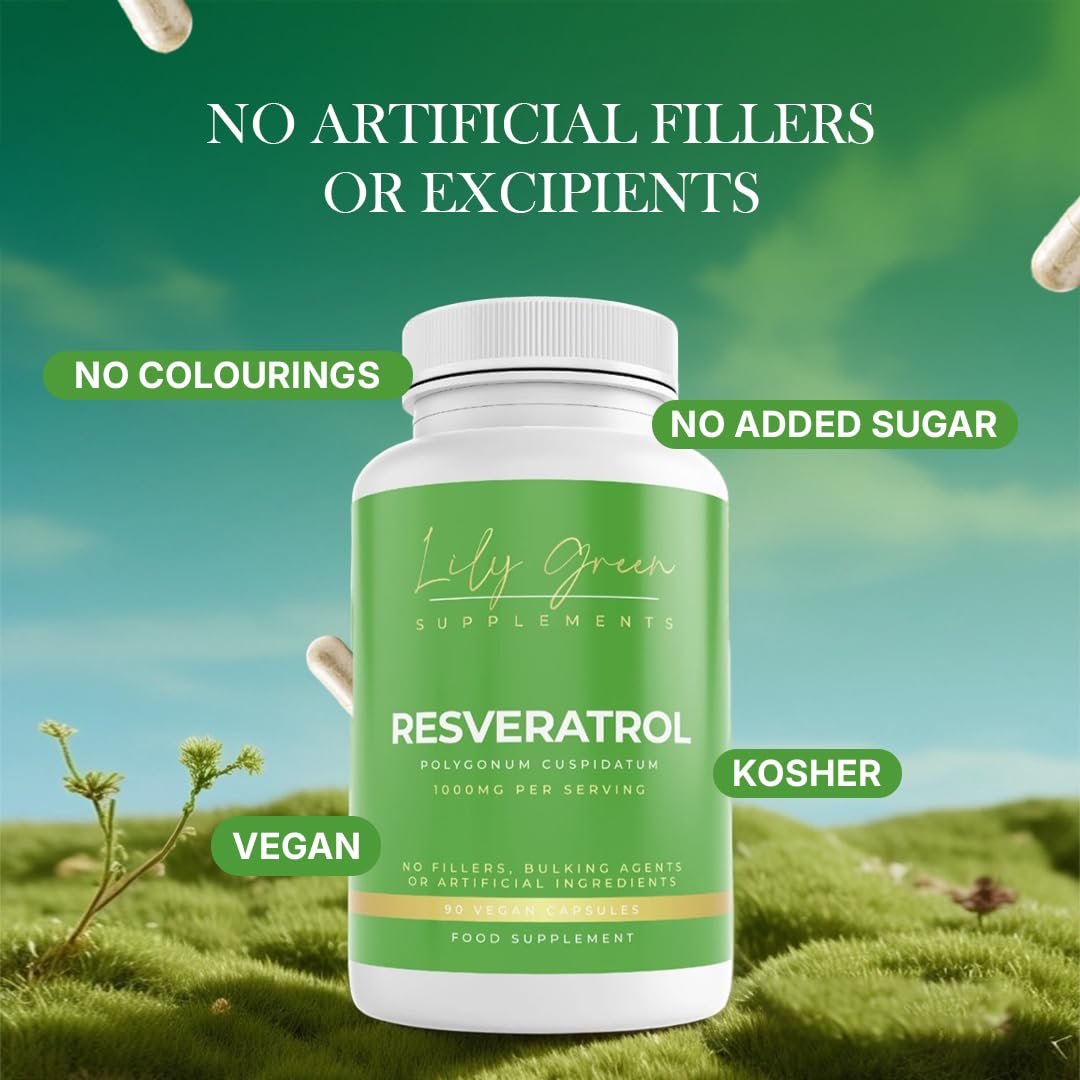 Resveratrol 1000mg per Serving - Supports Cardiovascular System, Cognitive Function, Inflammatory Conditions & Anti Ageing