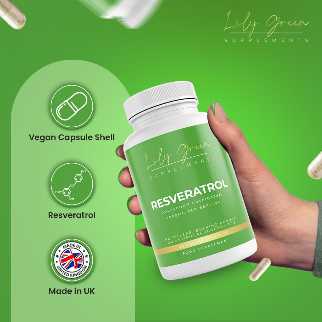 Resveratrol 1000mg per Serving - Supports Cardiovascular System, Cognitive Function, Inflammatory Conditions & Anti Ageing