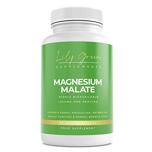 Magnesium Malate 1500mg per Serving - Supports Energy & Performance, Muscle Function, Nervous System, Normal Bones & Teeth - Lily Green Supplements