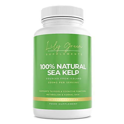 Organic Sea Kelp 500mg per Serving - Supports Thyroid & Brain Function, Metabolism, Anti Ageing, Healthy Skin, Hair & Nails - Lily Green Supplements