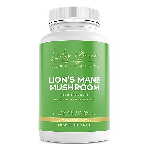 Lion's Mane Mushroom Supplement 4800mg per Serving - Supports Immunity, Mental Clarity & Focus, Nervous & Digestive Systems - Lily Green Supplements