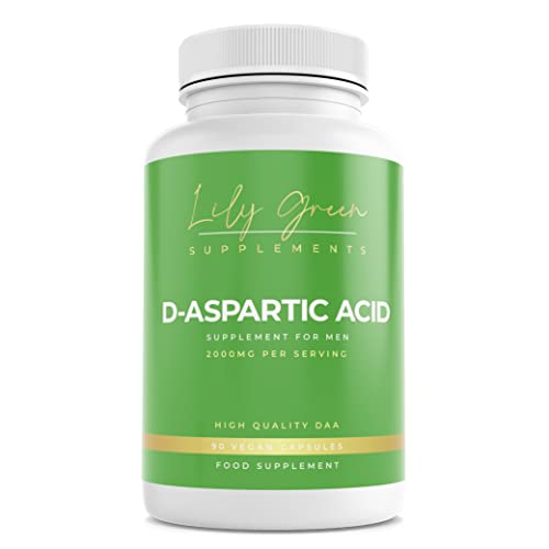 D-Aspartic Acid 2000mg per Serving - Supports Athletic Performance, Testosterone Levels, Male Fertility, Mood Boosting & Cognitive Function - Lily Green Supplements