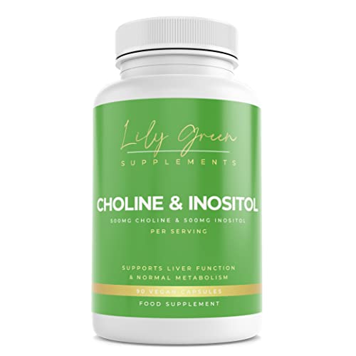 Choline 500mg & Inositol 500mg per Serving - Supports Normal Liver Function, Metabolism, Brain Function & Memory, Nervous System & Hormonal Balance - Lily Green Supplements