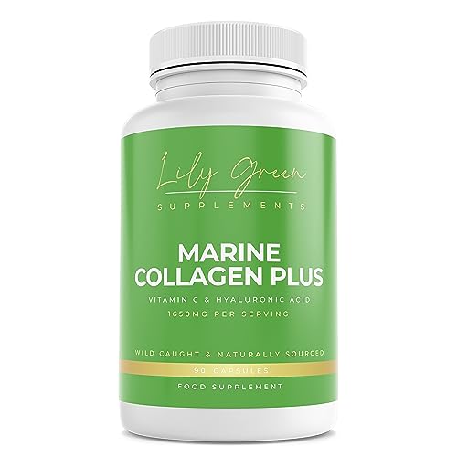 Marine Collagen with Hyaluronic Acid & Vitamin C - 1650mg per Serving - Supports Anti Ageing, Skin, Hair & Nails, Joint & Bone Health - Lily Green Supplements