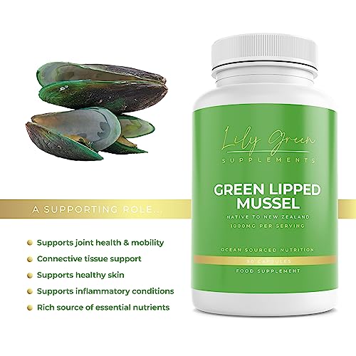 Green Lipped Mussel 1000mg per Serving - Supports Joint Health & Mobility, Healthy Skin, Inflammatory Conditions & Rich Source of Essential Nutrients - Lily Green Supplements