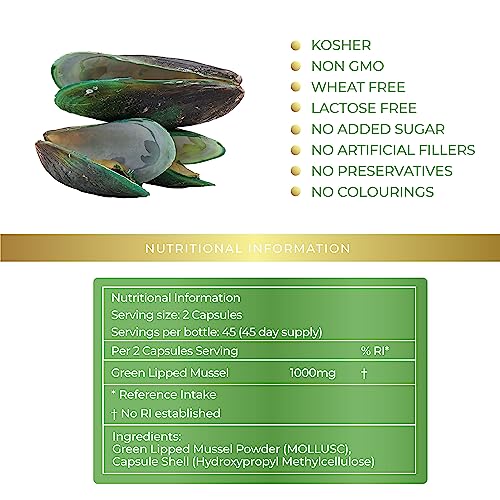 Green Lipped Mussel 1000mg per Serving - Supports Joint Health & Mobility, Healthy Skin, Inflammatory Conditions & Rich Source of Essential Nutrients - Lily Green Supplements