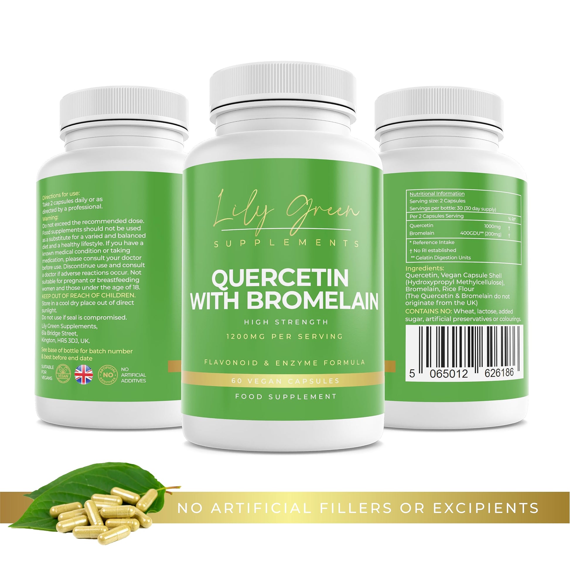 Quercetin with Bromelain 1200mg per Serving - Supports Inflammatory Conditions, Immune System, Allergy Relief & Digestive Health - Lily Green Supplements