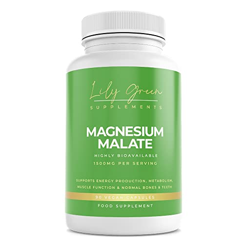 Magnesium Malate 1500mg per Serving - Supports Energy & Performance, Muscle Function, Nervous System, Normal Bones & Teeth